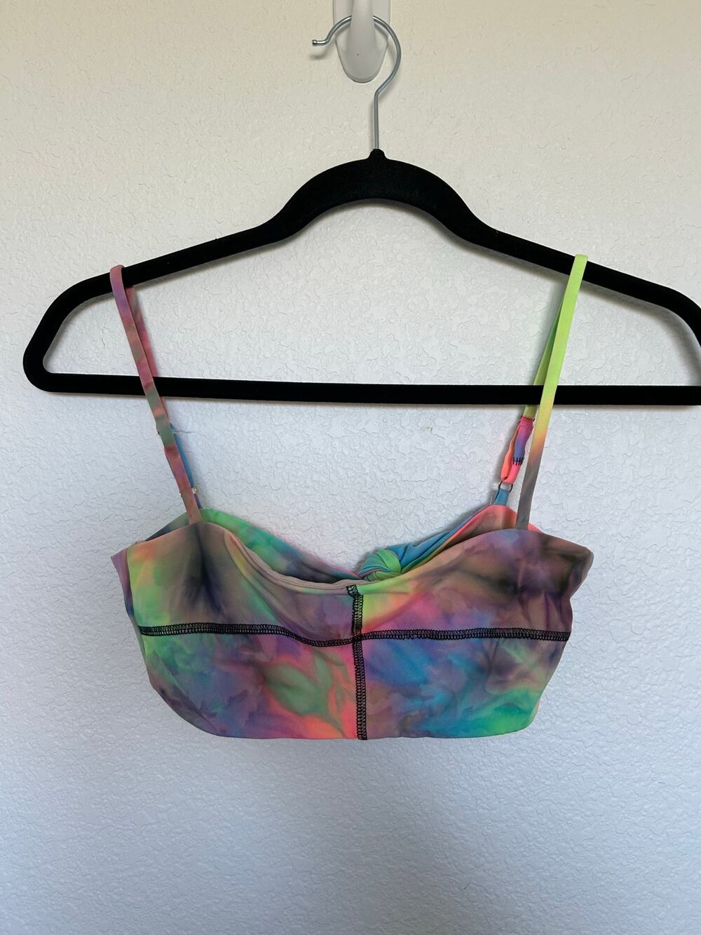 Amanda Uprichard Neon Tie Dye Bandeu Bikini Top - S